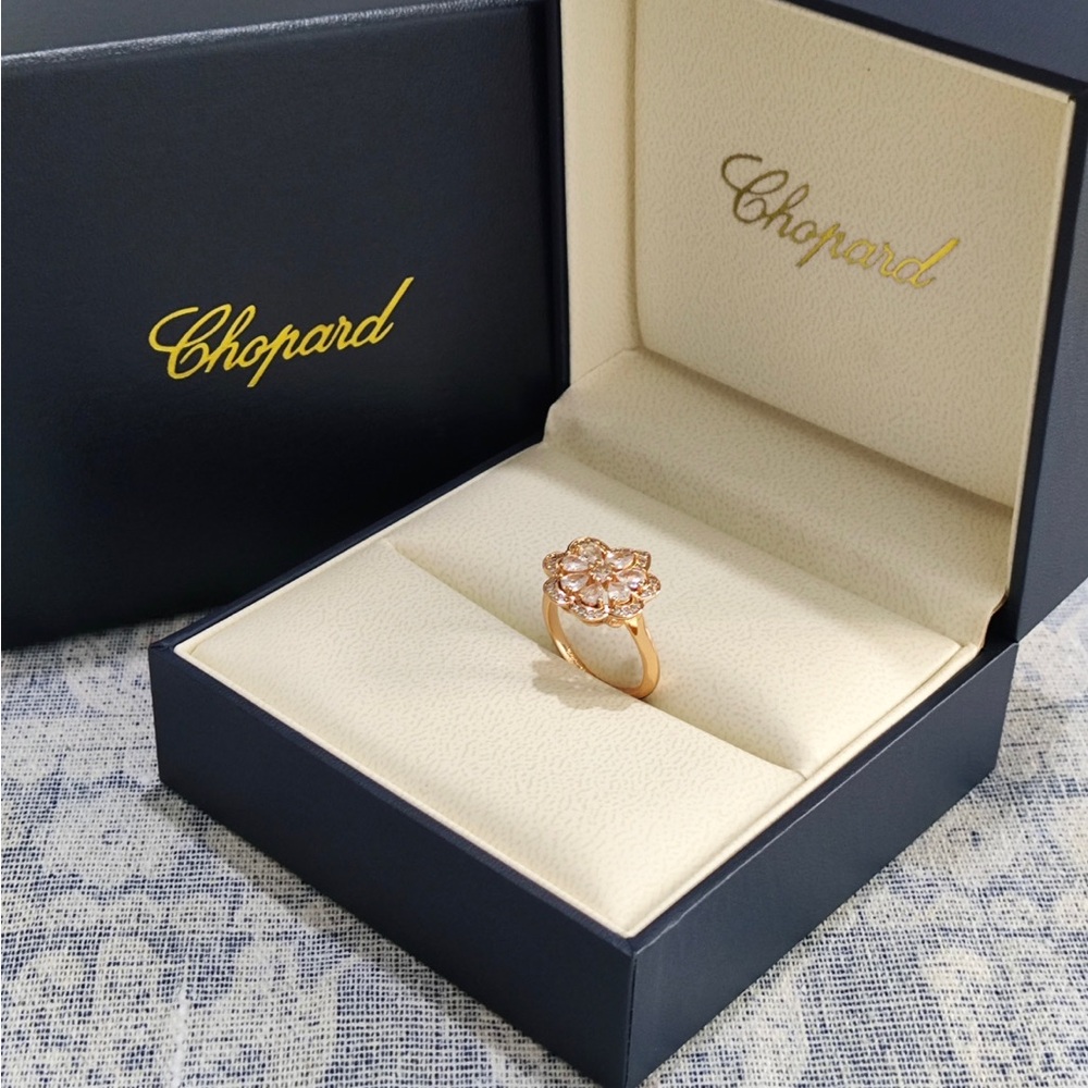 Chopard Rose Gold Diamond Floral Cluster Ring